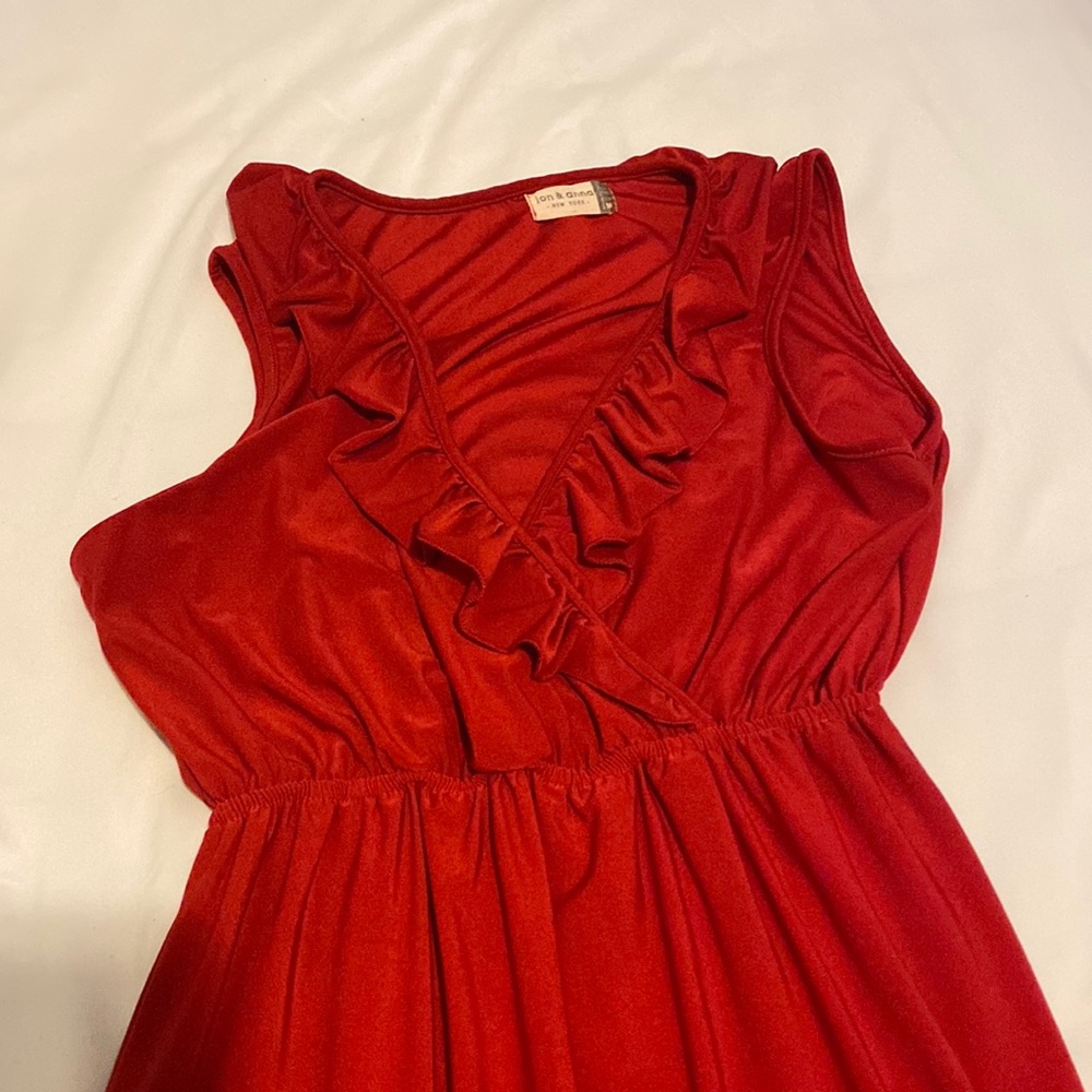 red dress with ruffles